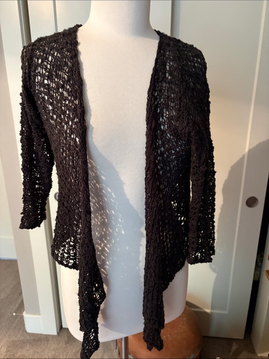 Lost river clothing Sweaters - Open-Weave Black Women's Cardigan Sweater - Lightweight Layering